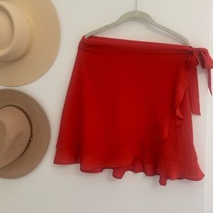 Show Me Your Mumu Red Mini Wrap Skirt